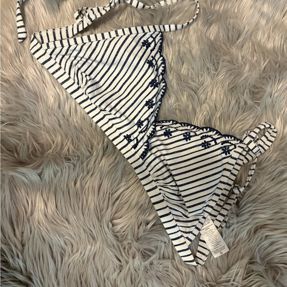 Time and Tru Navy and White Striped Bikini